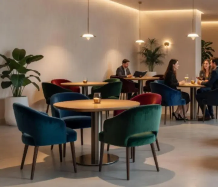 Stylový interiér restaurace Moraveento inspirovaný moderní casino lounge estetikou