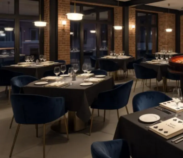 Slavnostně prostřený stůl v moderní restauraci Moraveento připravený na večerní událost